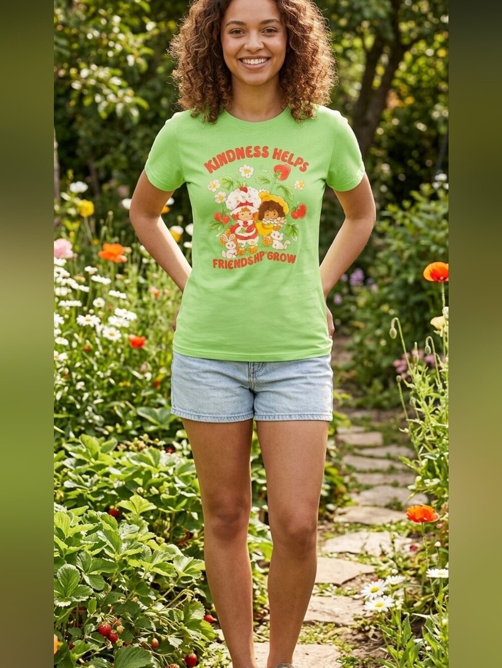Strawberry Shortcake Light Green 'Kindness Helps' Graphic Short Sleeve Tee